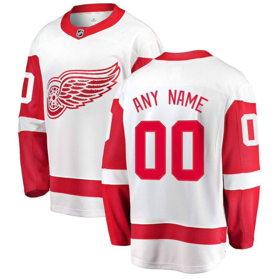 Men Detroit Red Wings Fanatics Branded White Away Breakaway Custom NHL Jersey